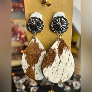 #84 | Hair-On Hide - Concho Post Back Earrings